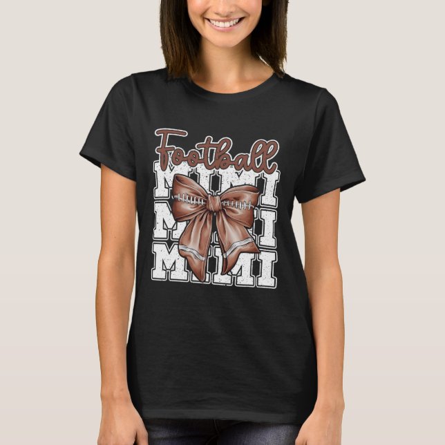 T-shirt Football Mimi Coquette Bow Sport Grand-mère Mères  (Devant)