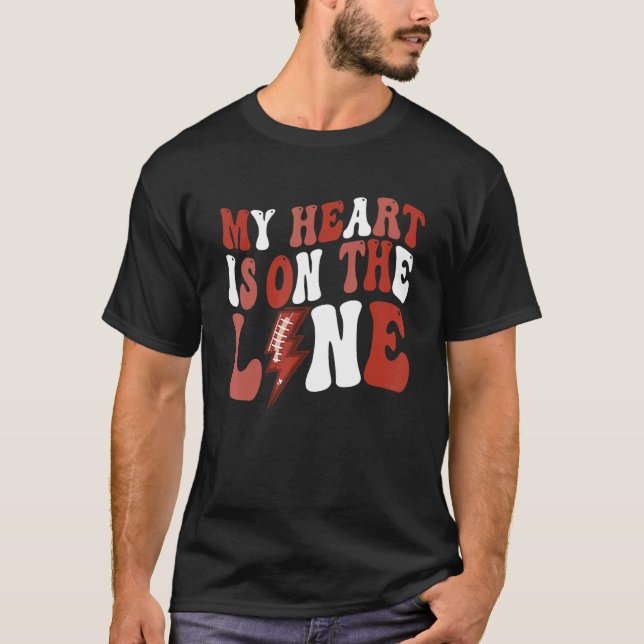 T-shirt Football Mon Coeur Est En Ligne L'Offensive Linema (Devant)