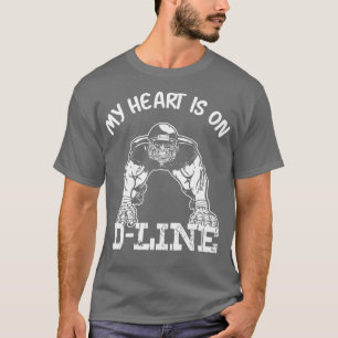 T-shirt Football Mon Coeur Est Sur La Ligne De Défense