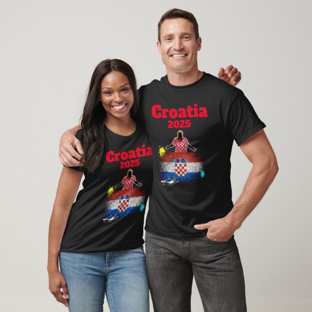 T-shirt Football Objectif Célébration Croatie Drapeau 2025 (Unisexe)