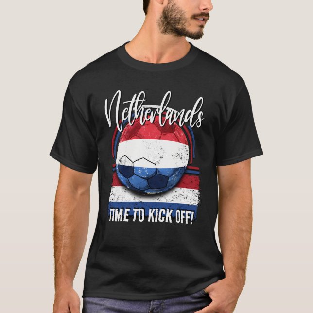 T-shirt Football Pays-Bas Drapeau, Football Rétro (Devant)