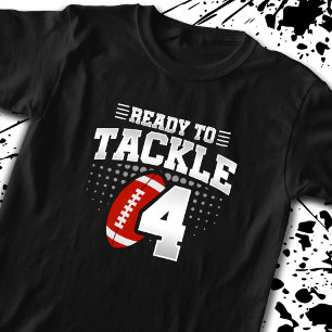 T-shirt Football Prêt À S'Attaquer 4 Ans Enfants 4e Annive
