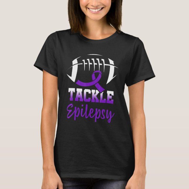 T-shirt Football Tackle Epilepsy Retro Awareness Purple Ri (Devant)