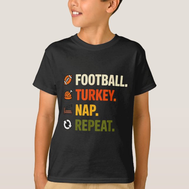 T-shirt Football Turkey Thanksgiving For Kids Boys Men  (Devant)