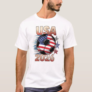 T-shirt Football USA avec Étoiles Rouge Blanc Bleu 2026