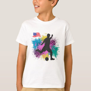 T-shirt Football USA Couleurs Grunge Éclaboussures