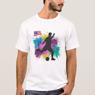 T-shirt Football USA Grungy Couleur Splashes