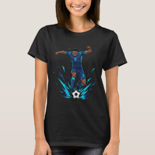 T-shirt Footll Soccer Blue Striker sous la pluie sur sol m