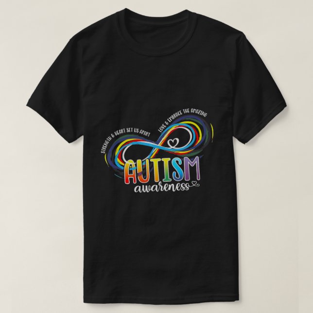 T-shirt Force De La sensibilisation sur l'autisme Et Coeur (Design devant)