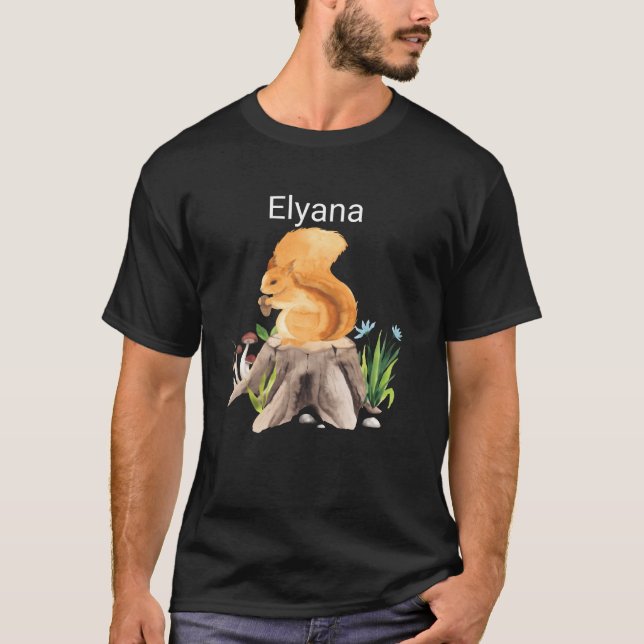 T-shirt Forest animal squirrel with name Elyana gift (Devant)