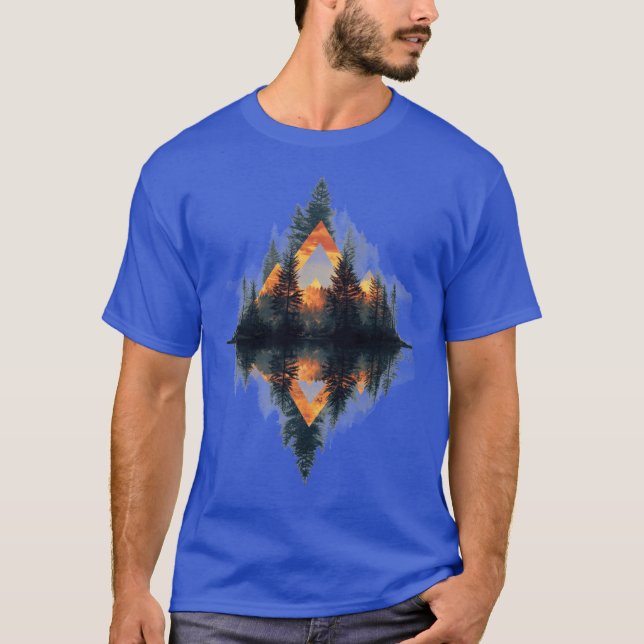 T-shirt Forest geometric abstract with triangle in and whi (Devant)