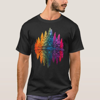 T-shirt Forêt Arc-en-ciel Colorée Reflet de la Faune et de
