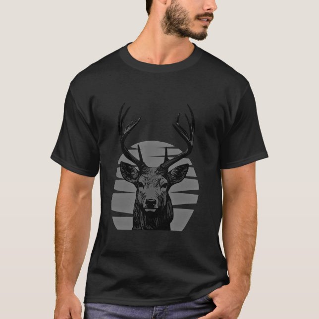T-shirt Forêt de cerfs Portrait animal Motif Hunter Faune (Devant)