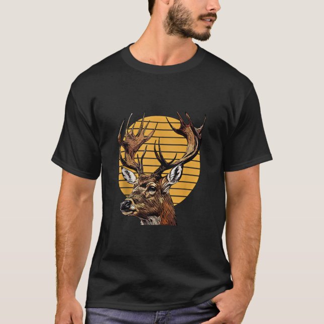 T-shirt Forêt de cerfs Portrait animal Motif Hunter Faune (Devant)