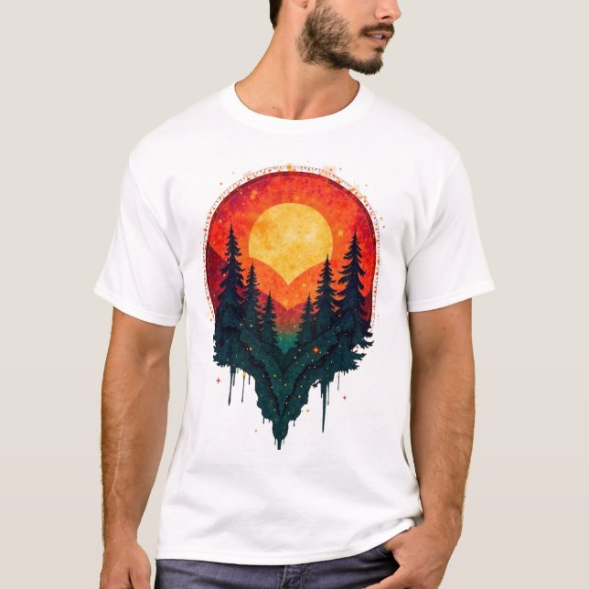 T-shirt Forêt de coucher de soleil (Devant)