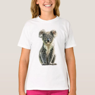 T-shirt Forêt de eucalyptus duveteuse Koala gris enfant Ve