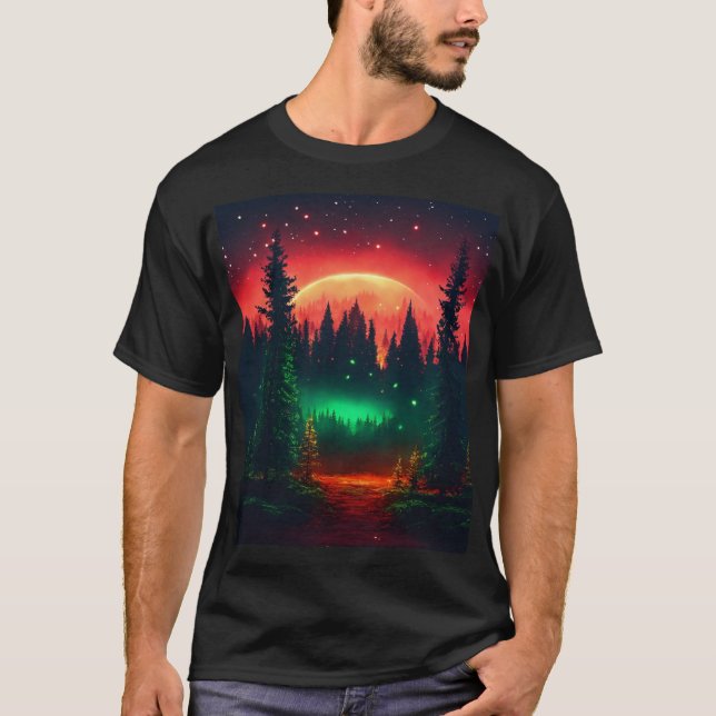T-shirt Forêt de Lune Enchantée avec lucioles (Devant)