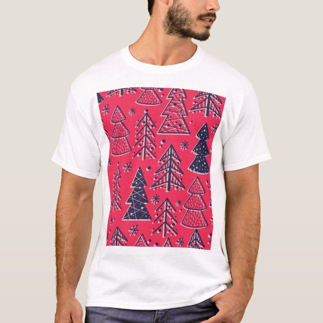 T-shirt Forêt de Noël : Papier peint en silhouette d'hiver (Devant)