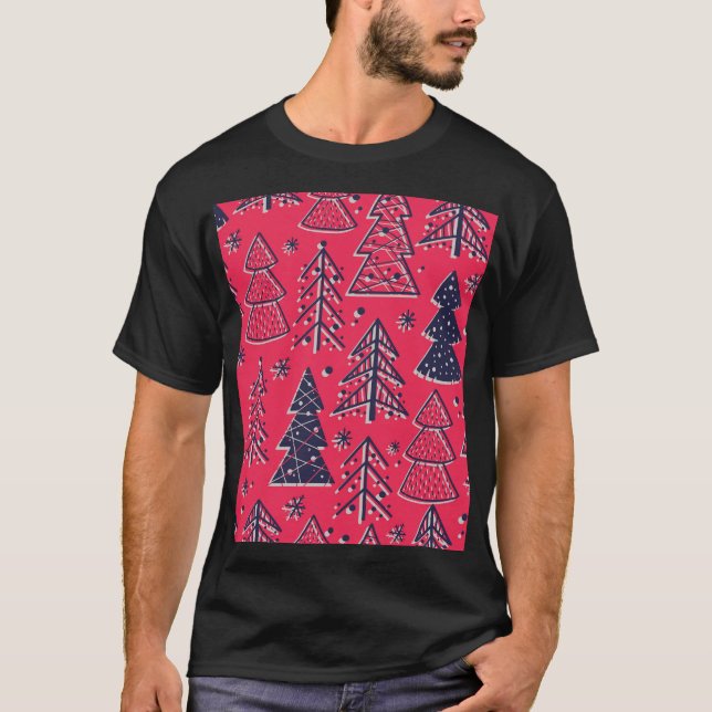 T-shirt Forêt de Noël : Papier peint en silhouette d'hiver (Devant)