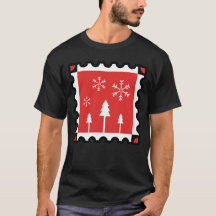 Forêt de Noël rétro rouge Pins d'hiver & flocons d