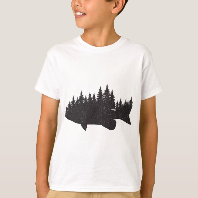 T-shirt Forêt de pêche à la basse - Pêcheur à la petite bo (Devant)