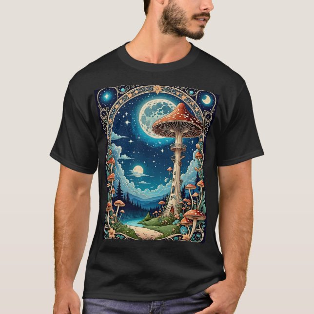 T-shirt Forêt de tour de champignon lunaire (Devant)