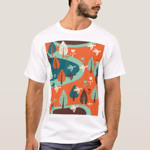 T-shirt Forêt d'oies : Scène Vintage de la nature