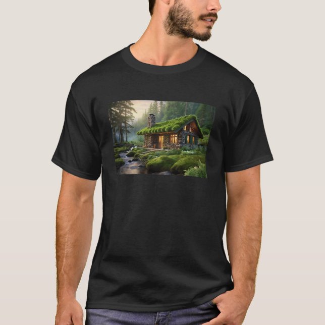 T-shirt Forêt Extraordinaire avec belle maison (Devant)