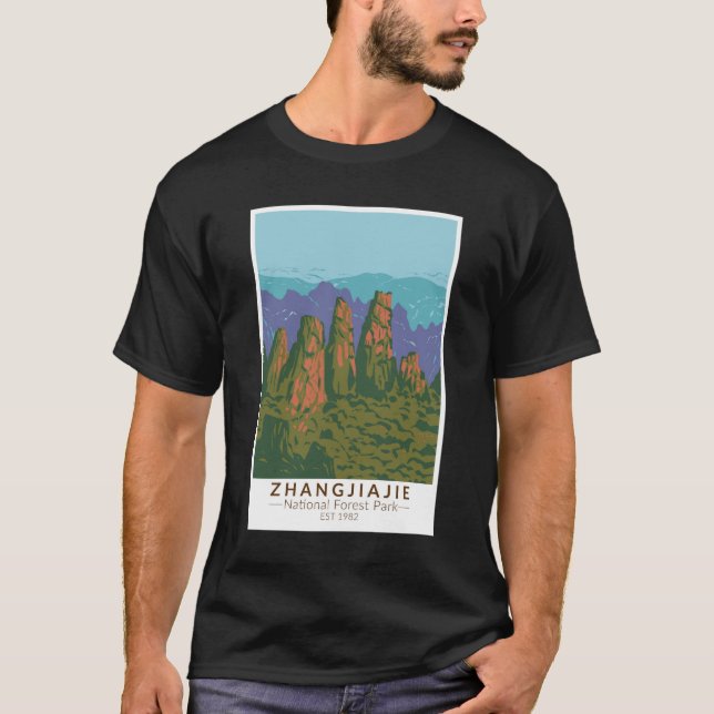 T-shirt Forêt nationale de Zhangjiajie Chine Voyage Art Re (Devant)