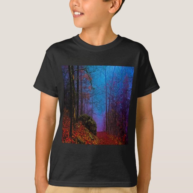 T-shirt Forêt peinte automne pourpre brouillard (Devant)