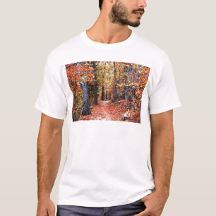 T-shirt Forêt peinte sentier d'automne Cadeaux d'aquarelle
