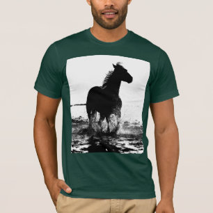 T-shirt Forêt personnalisée Vert Cheval de course Élégant 