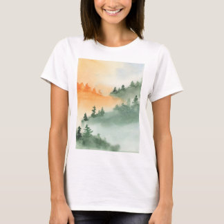 T-shirt Forêt Woods Pente Hills Brouillard Brouillard Plan