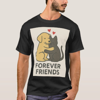 T-shirt « Forever Friends Cat & Dog Hugging » | Cu