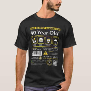 T-shirt Forfait 40 Ans Contient Funny 40E Anniversaire H