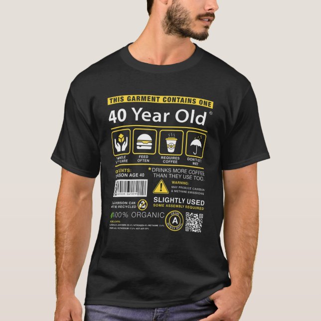 T-shirt Forfait 40 Ans Contient Funny 40E Anniversaire H (Devant)