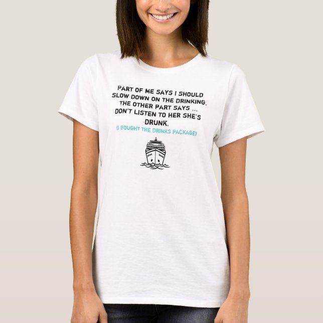 T-shirt Forfait Boissons de bateau de croisière Funny (Devant)