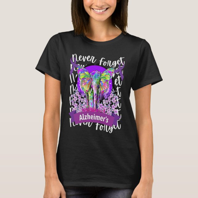 T-shirt Forget me not Alzheimer's Awareness Elephant Purpl (Devant)