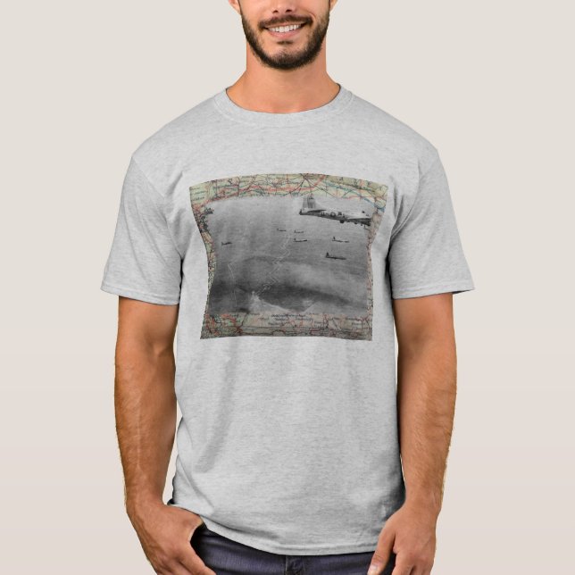 T-shirt Formation B17 au-dessus de carte de 2ÈME GUERRE (Devant)