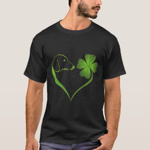 T-shirt Forme Coeur De Clover Dachshund Et Quatre Feuilles