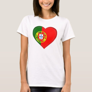 T-shirt Forme de coeur du drapeau du Portugal