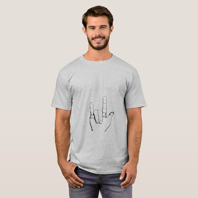 T-shirt Forme de main ILY - impression noire (Devant entier)