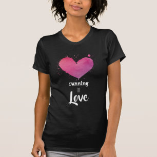 T-shirt Forme physique rose de coureur d'aquarelle de