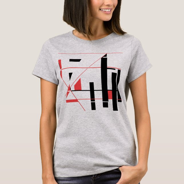 T-shirt Formes de lignes rouges noires Revêtement MCM géom (Devant)