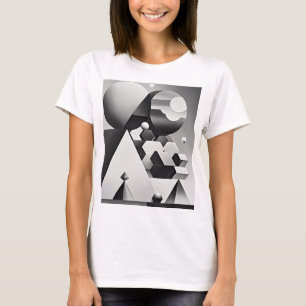 T-shirt Formes géométriques en noir blanc gris
