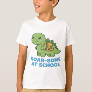 T-shirt Formidable à l'école Dinosaur mignon avec cartable