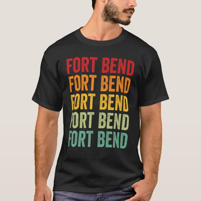 T-shirt Fort Bend County Texas Rainbow Text Design (Devant)