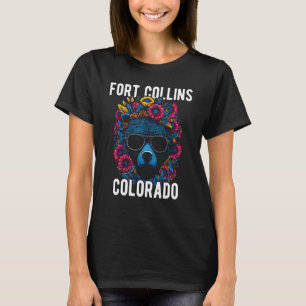 T-shirt Fort Collins Colorado USA Ours amusant avec Fleurs