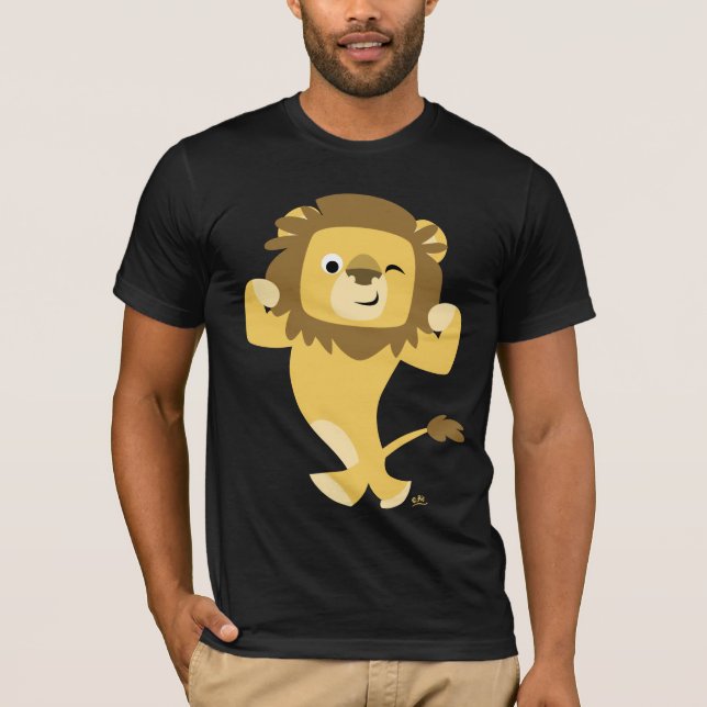 T-shirt fort de lion de bande dessinée (Devant)