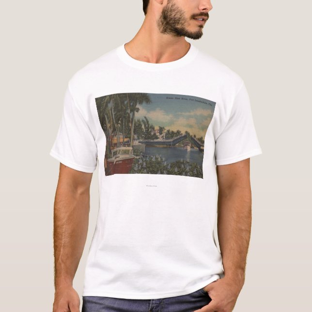 T-shirt Fort Lauderdale, FL - nouvelle vue et pont-levis (Devant)